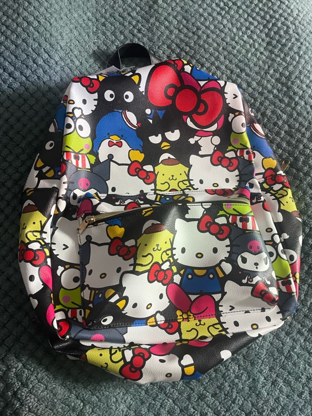 Sanrio Hello Kitty Multicolor Character Print Black Backpack